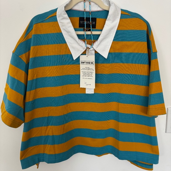 NWT Wildfang Essential Box Striped Rugby Top | XXXL + Handmade Necklace - Picture 1 of 5